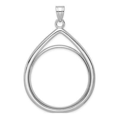 14K White Gold Teardrop Coin Bezel 1oz Eagle Coin Bezel