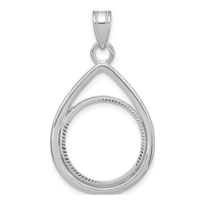 14K White Gold Coin Bezel for 10oz Eagle Pendant