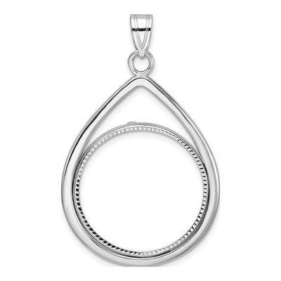 14K White Gold Coin Bezel Pendant