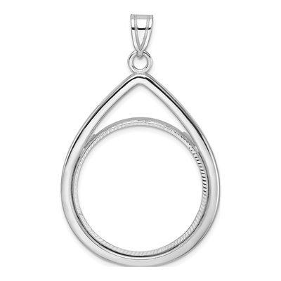 14K White Gold Coin Bezel Pendant