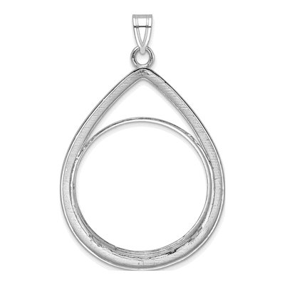 14K White Gold Teardrop Coin Bezel Pendant – view 3