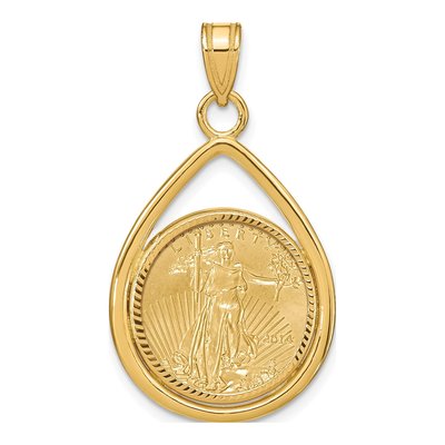 14K Yellow Gold Coin Bezel Pendant