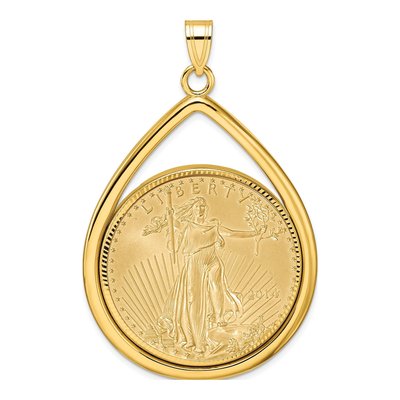 14K Yellow Gold Coin Bezel for 1oz Eagle Pendant