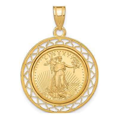 14K Yellow Gold Coin Bezel Pendant