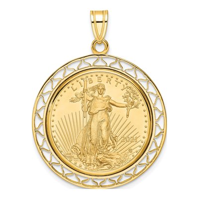 14K Yellow Gold Coin Bezel for 4oz Eagle Pendant