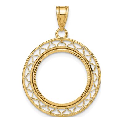 14K Yellow Gold Coin Bezel for 10oz Pendant