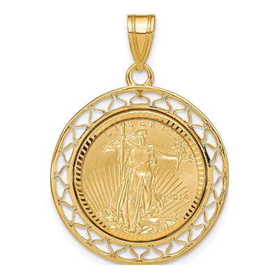 14K Yellow Gold Coin Bezel Pendant