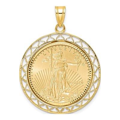 14K Yellow Gold Coin Bezel for 4oz Eagle Pendant