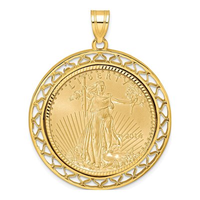 14K Yellow Gold Coin Bezel for 2oz Eagle Pendant