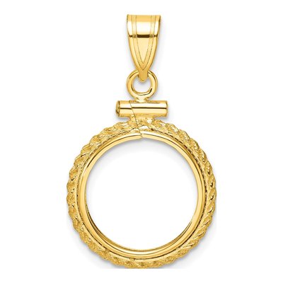 14K Yellow Gold Screw Top Coin Bezel Coin Bezel