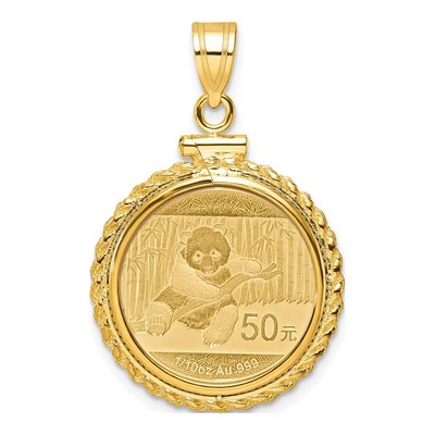 14K Yellow Gold Rope Bezel for 10oz Panda Coin Pendant