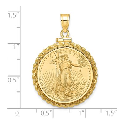 14K Yellow Gold Rope Coin Bezel Pendant – view 2