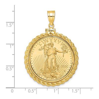 14K Yellow Gold Rope Bezel for 2oz American Eagle Pendant – view 2