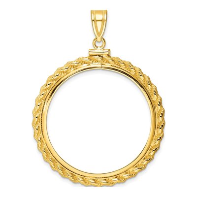 14K Yellow Gold Rope Coin Bezel Holds 1oz Panda Coin Bezel – view 3