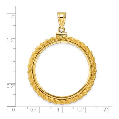 14K Yellow Gold Rope Coin Bezel Holds 1oz Panda Coin Bezel – view 4