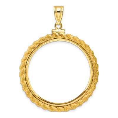 14K Yellow Gold Rope Coin Bezel Holds 1oz Panda Coin Bezel