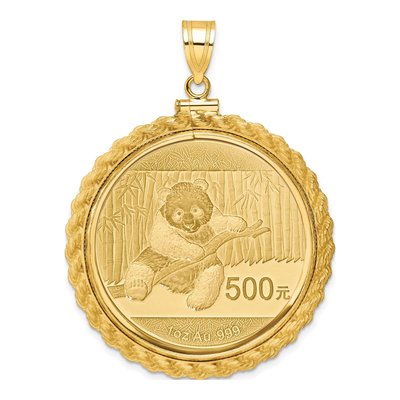 14K Yellow Gold Screw-Top Coin Bezel for 1oz Panda Pendant