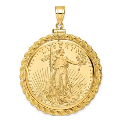 14K Yellow Gold Coin Bezel Pendant