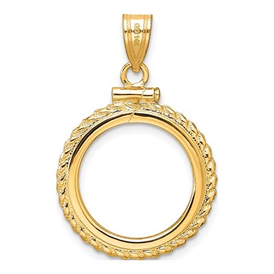 14K Yellow Gold Rope Coin Bezel Pendant – view 4