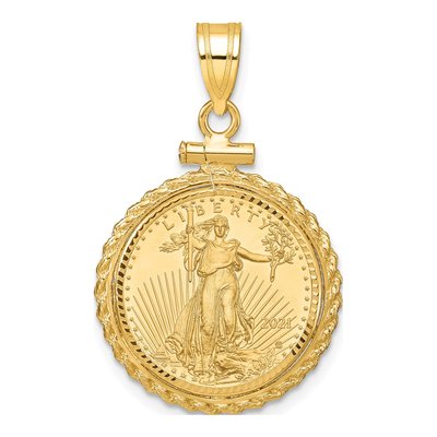 14K Yellow Gold Coin Bezel for 10oz Eagle Pendant