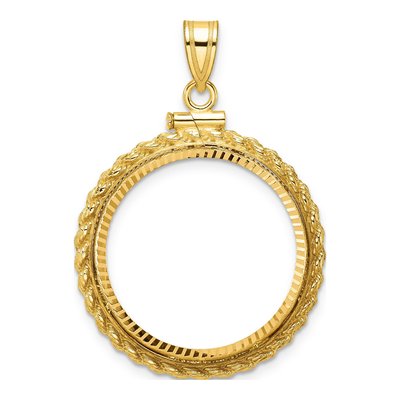 14K Yellow Gold Rope Coin Bezel Pendant