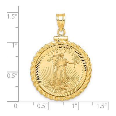 14K Yellow Gold Rope Bezel for 4oz Eagle Coin Pendant – view 2