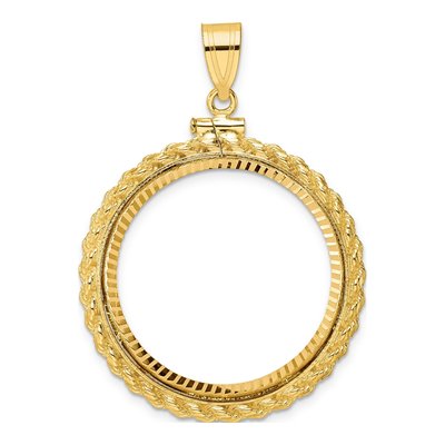 14K Yellow Gold Rope Coin Bezel Pendant