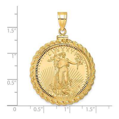 14K Yellow Gold Rope Bezel for 2oz American Eagle Pendant – view 2