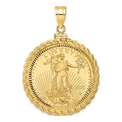 14K Yellow Gold Rope Bezel for 2oz American Eagle Pendant
