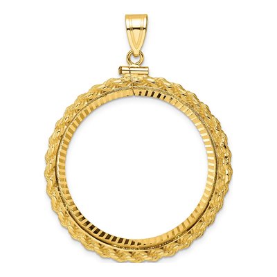 14K Yellow Gold Rope Coin Bezel Pendant
