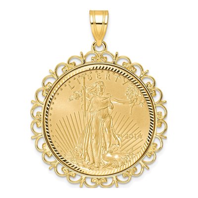 14K Yellow Gold Coin Bezel Pendant