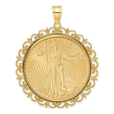 14K Yellow Gold Coin Bezel for 1oz Eagle Pendant