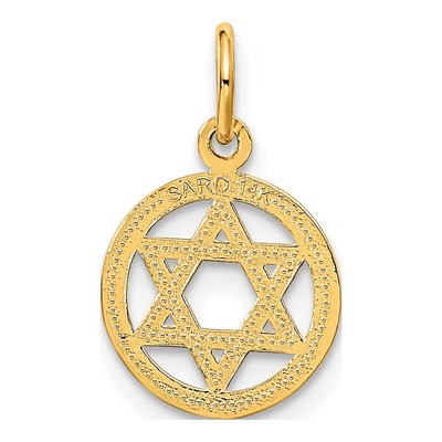 14K Yellow Gold Star of David Circle Charm – view 4