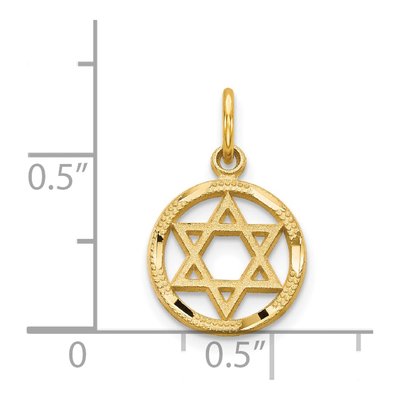 14K Yellow Gold Star of David Circle Charm – view 5