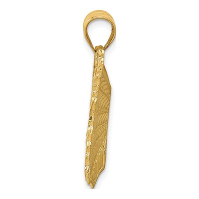 14K Yellow Gold Large Textured Butterfly Pendant – view 3
