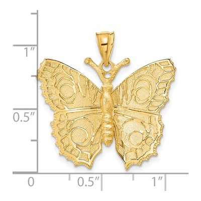 14K Yellow Gold Large Textured Butterfly Pendant – view 5