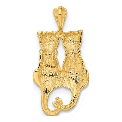 14K Yellow Gold Two Sitting Cats Pendant – view 4