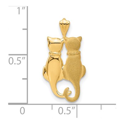 14K Yellow Gold Two Sitting Cats Pendant – view 5