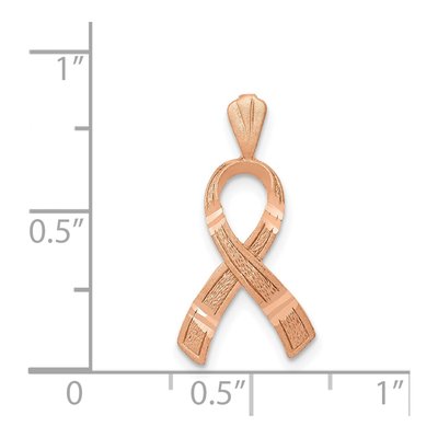 14K Rose Gold Diamond-Cut Awareness Ribbon Pendant – view 5
