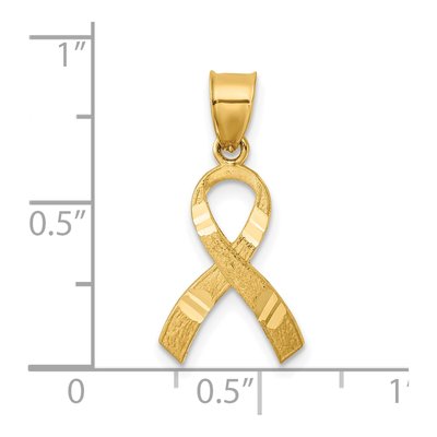 14K Yellow Gold Diamond-Cut Awareness Ribbon Pendant – view 5