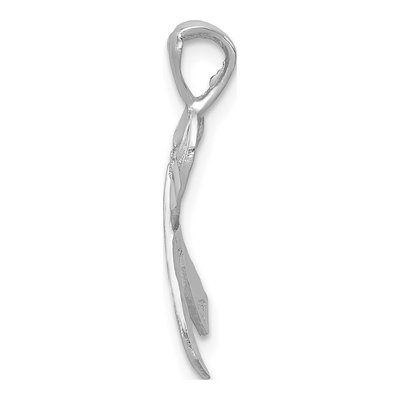 14K White Gold Diamond-Cut Awareness Ribbon Pendant – view 3