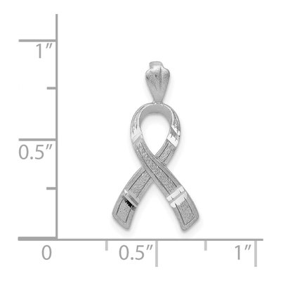 14K White Gold Diamond-Cut Awareness Ribbon Pendant – view 5