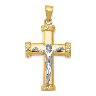 14K Two-Tone Gold Crucifix Pendant