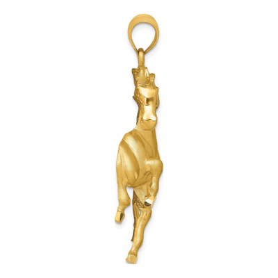 14K Yellow Gold Large Diamond-Cut Horse Pendant – view 3