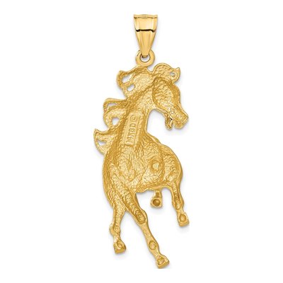 14K Yellow Gold Large Diamond-Cut Horse Pendant – view 4