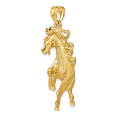 14K Yellow Gold Large Diamond-Cut Horse Pendant – view 5