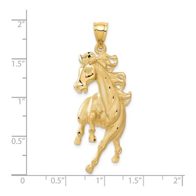 14K Yellow Gold Large Diamond-Cut Horse Pendant – view 6