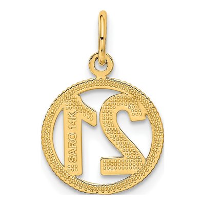 14K Yellow Gold Circle Number 21 Pendant – view 4