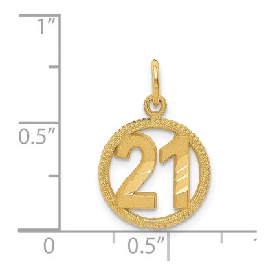 14K Yellow Gold Circle Number 21 Pendant – view 5