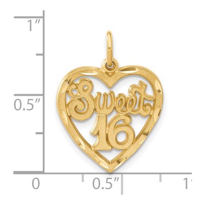 14K Yellow Gold Sweet 16-Heart Pendant – view 5